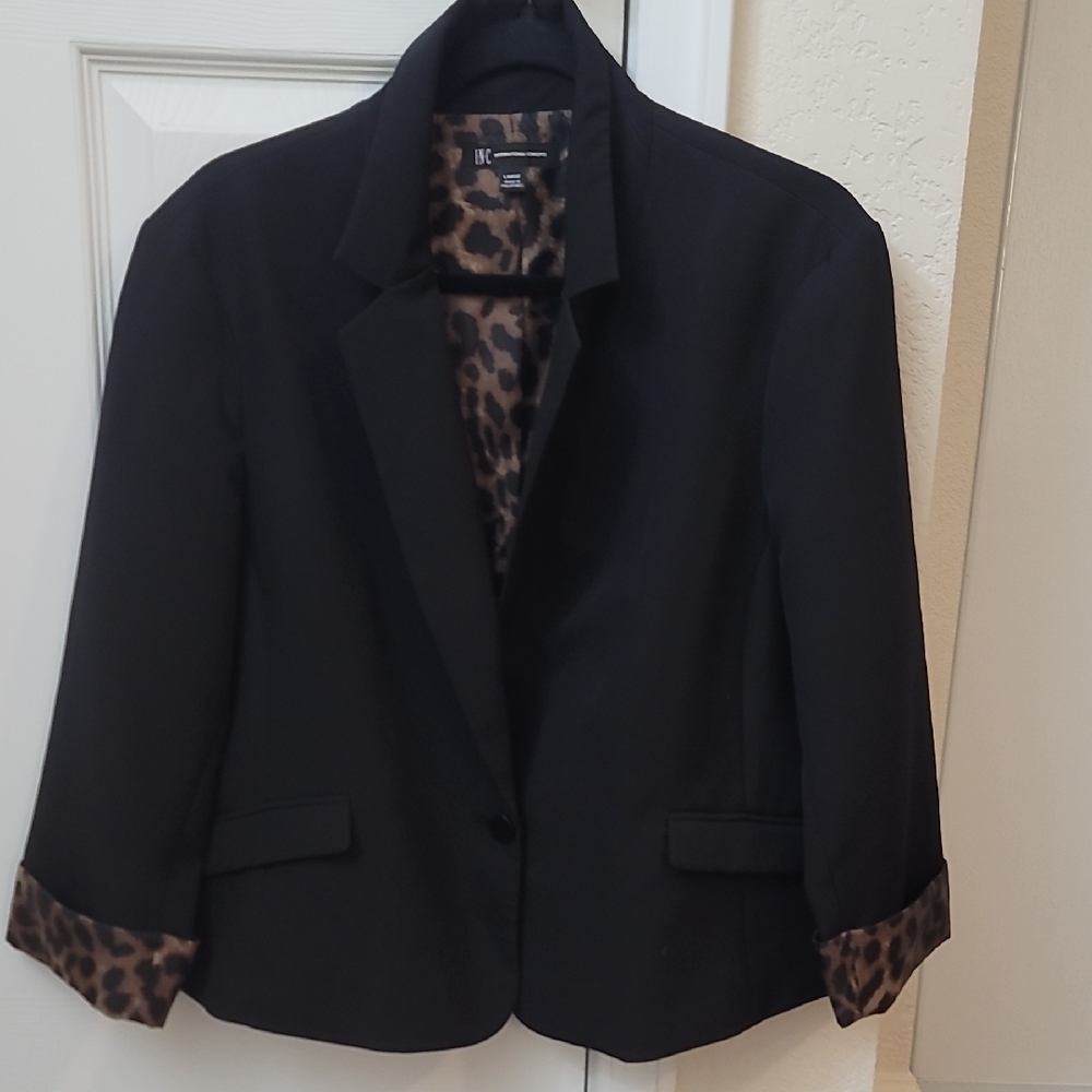 INC International Concepts Black and Brown Blazer Versatile Suit Jacket